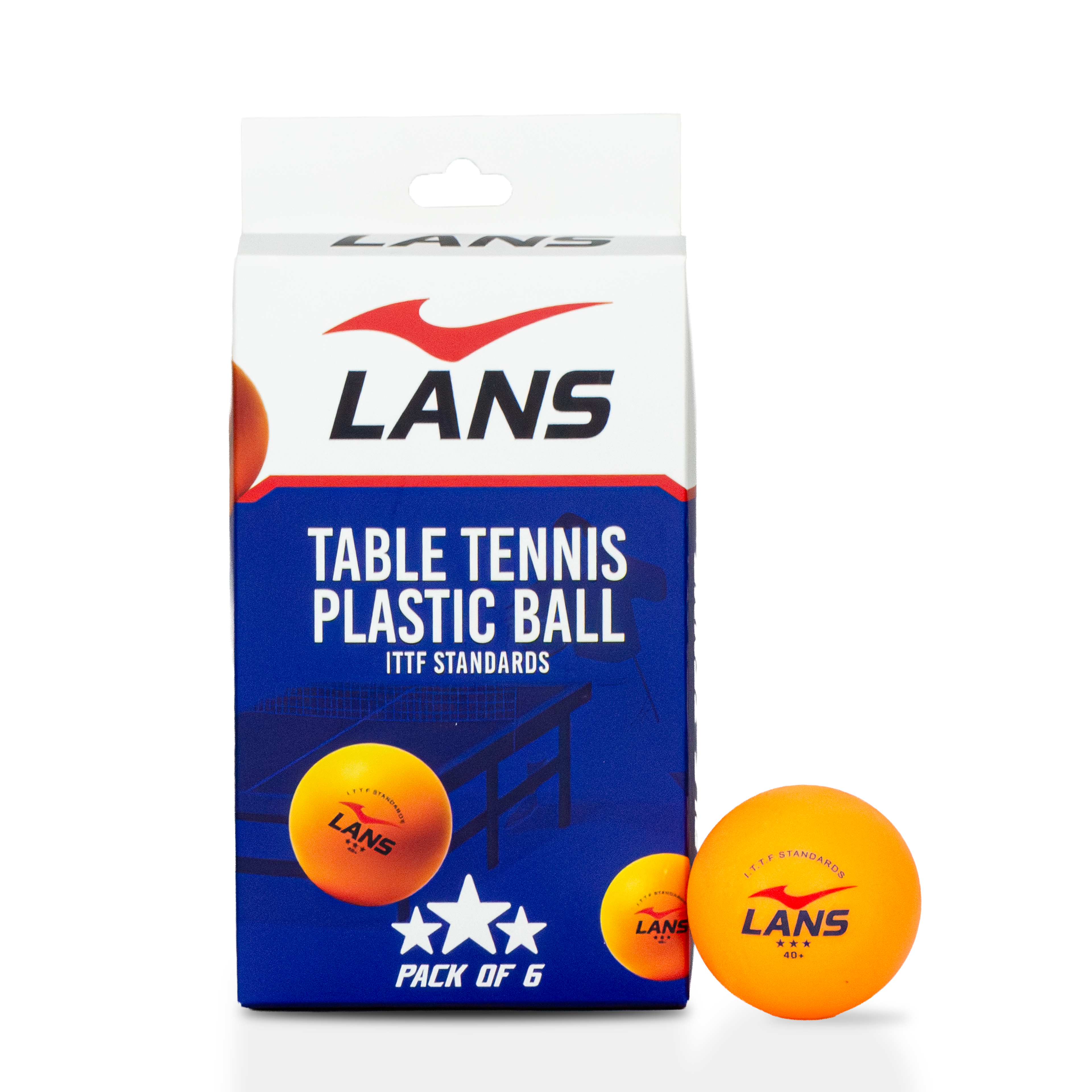 Table Tennis Ball - Orange (Pack of 6)
