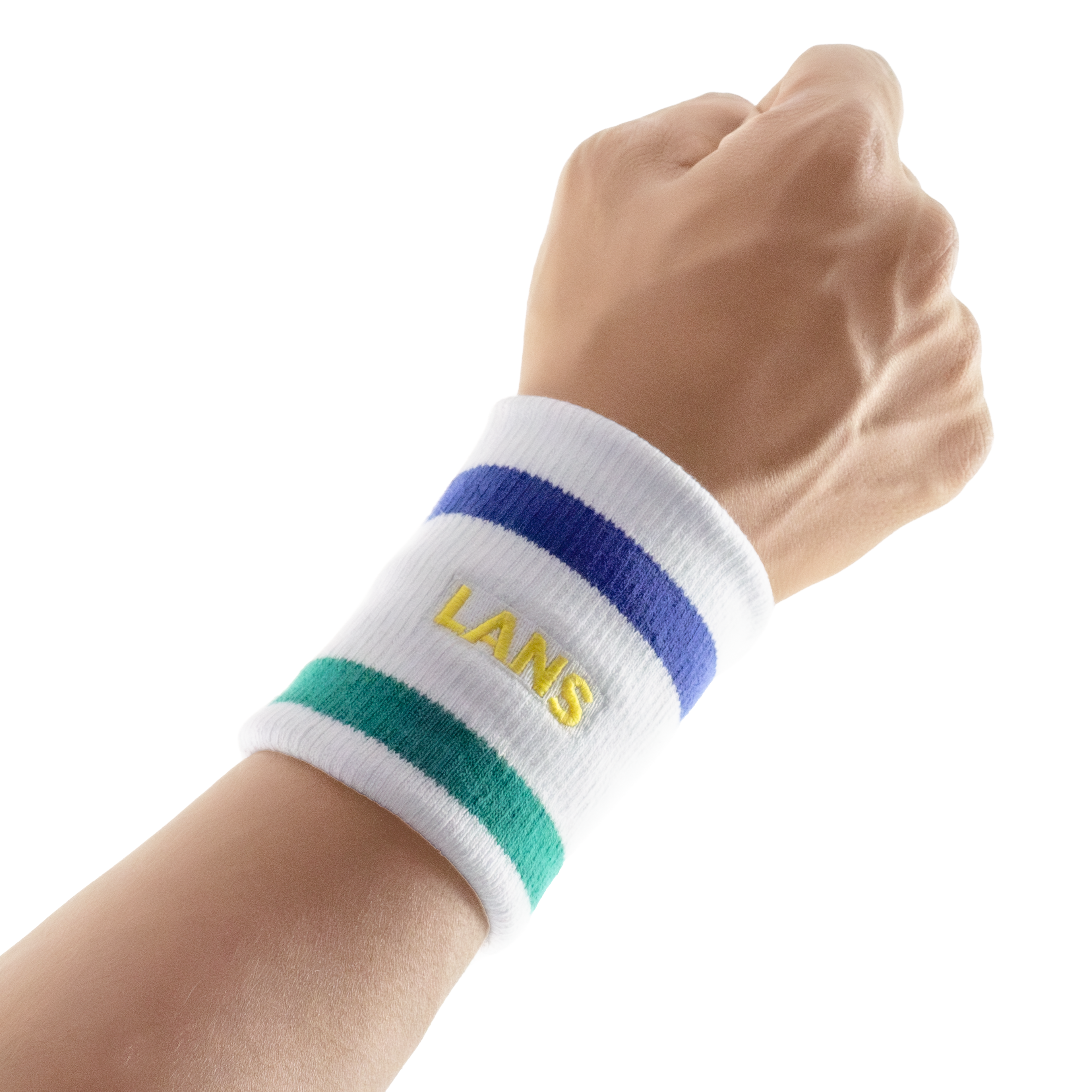 Wrist Band - White-Navy-Green